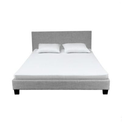 Lit DUBLIN 140x190 + 1 sommier / Gris clair