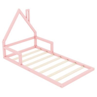 Lit enfant 90x200 cm en pin rose forme maison