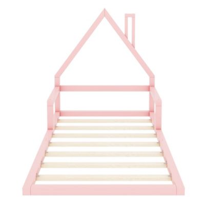 Lit enfant 90x200 cm en pin rose forme maison