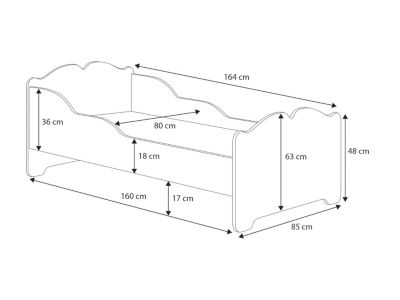 Lit enfant ANNA avec matelas 160x80 Corne de licorne