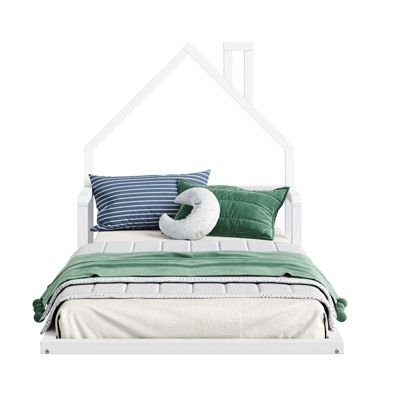 Lit enfant ELOA type Montessori, couchage 90x190 cm, en pin massif lasuré blanc