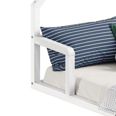 Lit enfant ELOA type Montessori, couchage 90x190 cm, en pin massif lasuré blanc