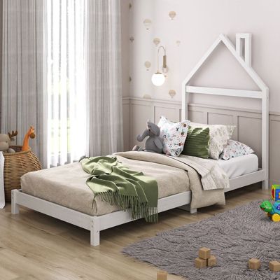 Lit enfant LIZ 90 x 190 cm en pin massif - Blanc