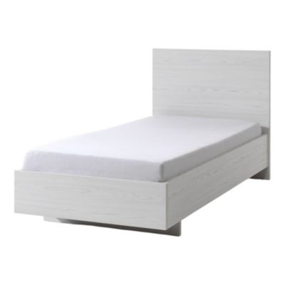 Lit enfant robuste 90x200 coloris blanc effet bois collection OLVENA