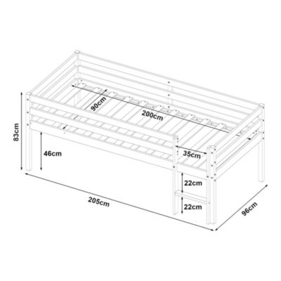 Lit enfant Siikalatva bois de pin 90 x 200 cm blanc en.casa