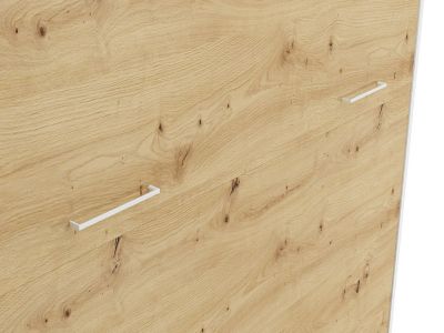 Lit escamotable 160 x 200 cm - Ouverture verticale manuelle - Coloris : Naturel et blanc - BEGANIO