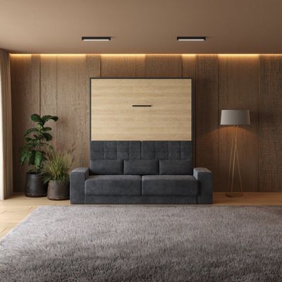 Lit escamotable 160x200cm Vertical Canapé Anthracite Lit Mural SUP M1 ...