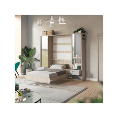 Lit escamotable +2 Placards Vertical 90x200+(50x2)cm Miroir Lit Mural ...