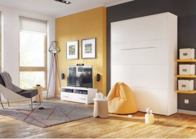 Lit escamotable DENEB vertical 120x200 cm en trois coloris - Couleur: Blanc laqué