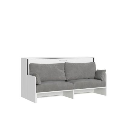 Lit escamotable - ITAMOBY - KANDO SOFÀ - 1 place 85x190 cm - Canapé intégré microfibre - Frêne Blanc