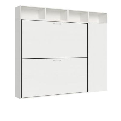Lit escamotable - Kando - Superposé 2 couchages - Frêne Blanc - 85x190 cm - Mécanisme de sécurité