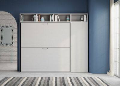 Lit escamotable - Kando - Superposé 2 couchages - Frêne Blanc - 85x190 cm - Mécanisme de sécurité