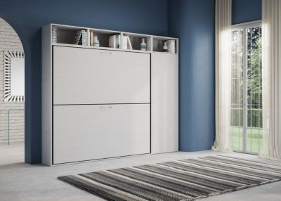 Lit escamotable - Kando - Superposé 2 couchages - Frêne Blanc - 85x190 cm - Mécanisme de sécurité
