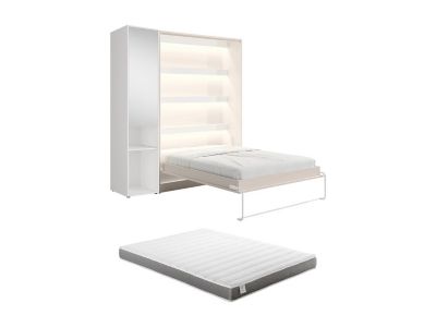 Lit escamotable vertical 140 x 200 cm - 1 colonne de rangement - Avec ...