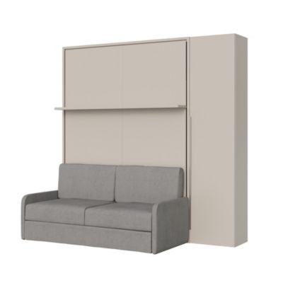 Lit Escamotable Vertical Français Versia Sofà 140 Avec Canapé, Étagère Et Armoire Droite 1 Porte Argilla