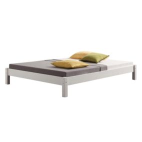 Lit futon double pour adulte TAIFUN 140 x 200 cm, 2 personnes, 2 places, pin massif lasuré blanc