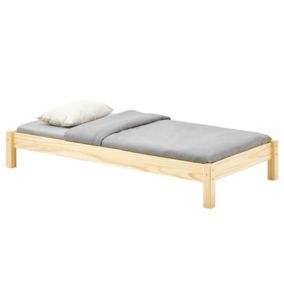 Lit futon TAIFUN lit simple pour adulte et enfant 90 x 190 cm, en pin massif finition vernis naturel