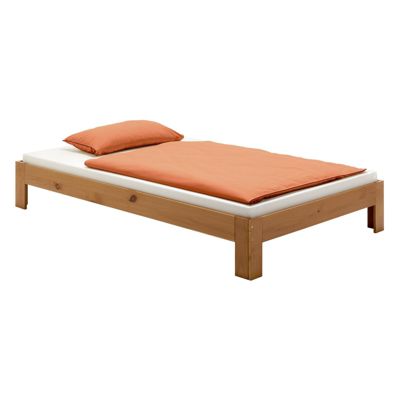 Lit futon THOMAS couchage simple 100 x 200 cm 1 place / 1 personne, en pin massif lasuré couleur campagne