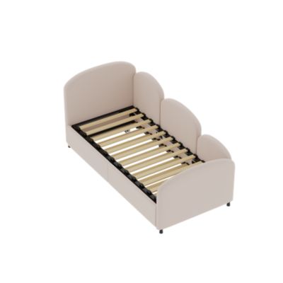Lit Gigogne 90x200 cm avec Lit Tiroir 90x190 cm - Banquette-Lit Convertible Moderne sans Matelas, Métal et Bois, Velours Rose