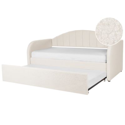 Lit gigogne Bouclé EYBURIE 90 x 200 cm Beige clair
