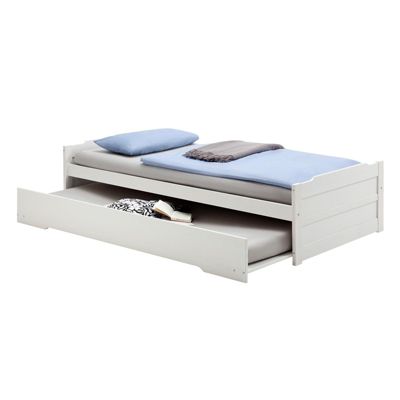 Lit gigogne LORENA en pin massif, 90 x 190 cm, lasuré blanc