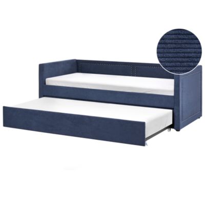 Lit gigogne Velours côtelé MIMIZAN 90 x 200 cm Bleu marine