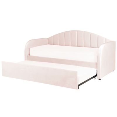 Lit gigogne Velours EYBURIE 90 x 200 cm Rose pastel