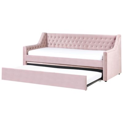Lit gigogne Velours MONTARGIS 90 x 200 cm Rose