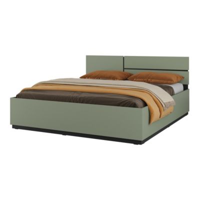 Lit HAVANA 160x200 avec sommier Coloris vert sauge et noir Design ...