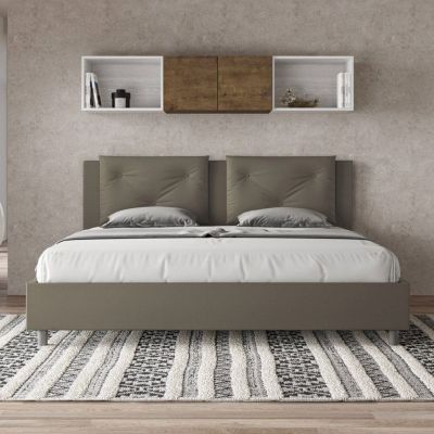 Lit - Ityhome - Appia - 180x200 cm - Similicuir cappuccino - 2 places - Design contemporain
