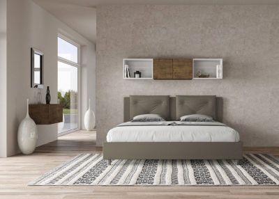 Lit - Ityhome - Appia - 180x200 cm - Similicuir cappuccino - 2 places - Design contemporain