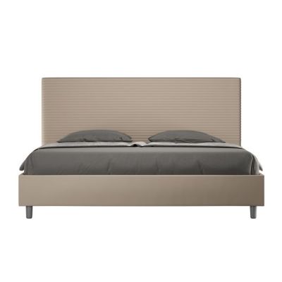Lit - Ityhome - Focus - 180x210 cm - Similicuir taupe - Tête de lit rembourrée
