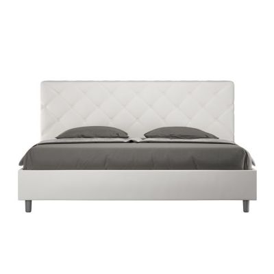 Lit - Ityhome - Priya - 180x200 cm - Similicuir blanc - Tête de lit rembourrée