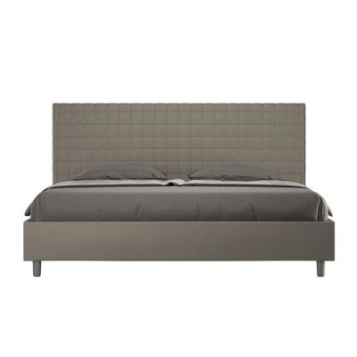 Lit king size coffre rembourré 200x210 similicuir cappuccino Sunny