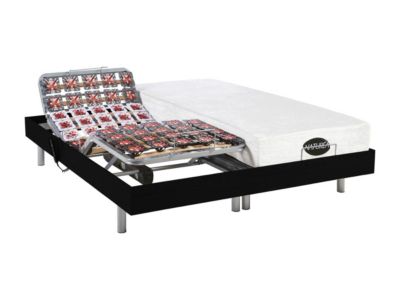 Lit électrique de relaxation tout plots + matelas mémoire de forme et bambou - 2 x 80 x 200 cm - Noir - LYSIS III de NATUREA