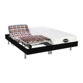 Lit électrique de relaxation tout plots + matelas mémoire de forme et bambou - 2 x 80 x 200 cm - Noir - LYSIS III de NATUREA