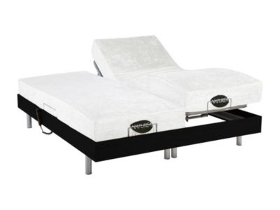 Lit électrique de relaxation tout plots + matelas mémoire de forme et bambou - 2 x 80 x 200 cm - Noir - LYSIS III de NATUREA