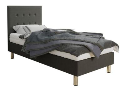 Lit Logan 100, Unique, Gris foncé, Tissu, Disponible, 80x204x115cm