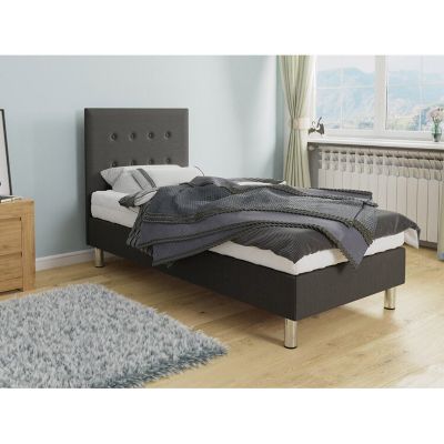 Lit Logan 100, Unique, Gris foncé, Tissu, Disponible, 80x204x115cm