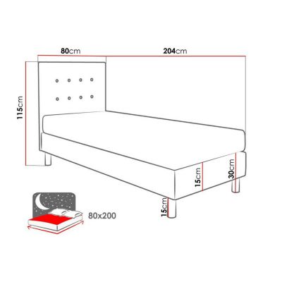 Lit Logan 100, Unique, Gris foncé, Tissu, Disponible, 80x204x115cm