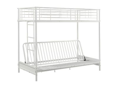 Lit mezzanine 90 x 190 cm - Avec banquette convertible - Métal - Blanc - MODULO V