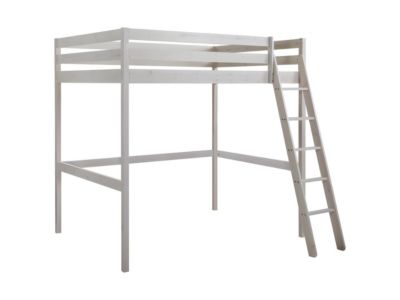 Lit mezzanine GEDEON II - 140 x 190 cm - Pin massif - Blanchi