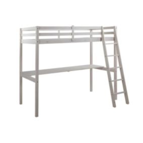 Lit mezzanine GEDEON II - 90 x 190 cm - Avec bureau - Pin massif - Blanchi