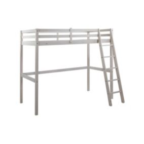 Lit mezzanine GEDEON II - 90 x 190 cm - Pin massif - Blanchi