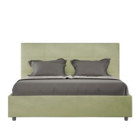 Lit microfibre Mika thé vert avec sommier capitonné 160x190