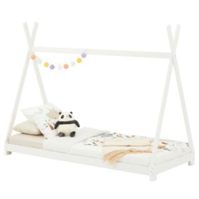 Lit montessori tipi ELIN, 90 x 190 cm lit cabane enfant en pin massif lasuré blanc