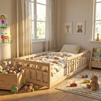 Lit NINO 90x190 avec Matelas / Bois clair