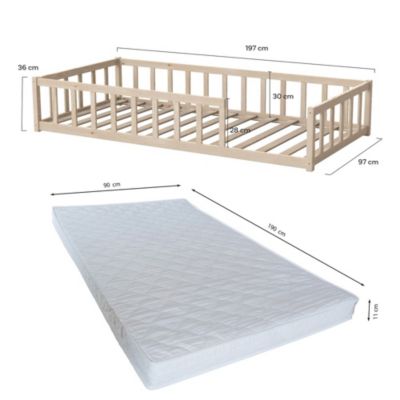 Lit NINO 90x190 avec Matelas / Bois clair