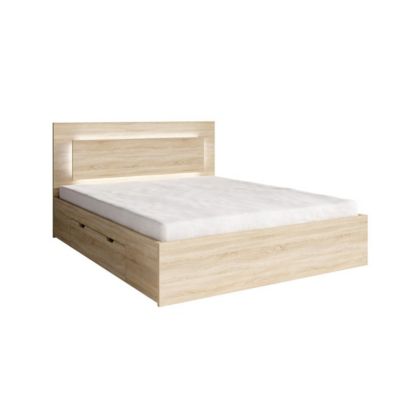 Lit NOFI 160 x 200 cm avec sommier et 2 tiroirs de rangement - coloris chene sonoma