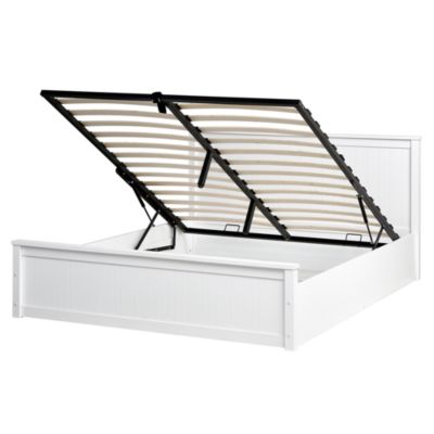 Lit ottoman LAMBRES Bois de pin Blanc 160 x 200 cm
